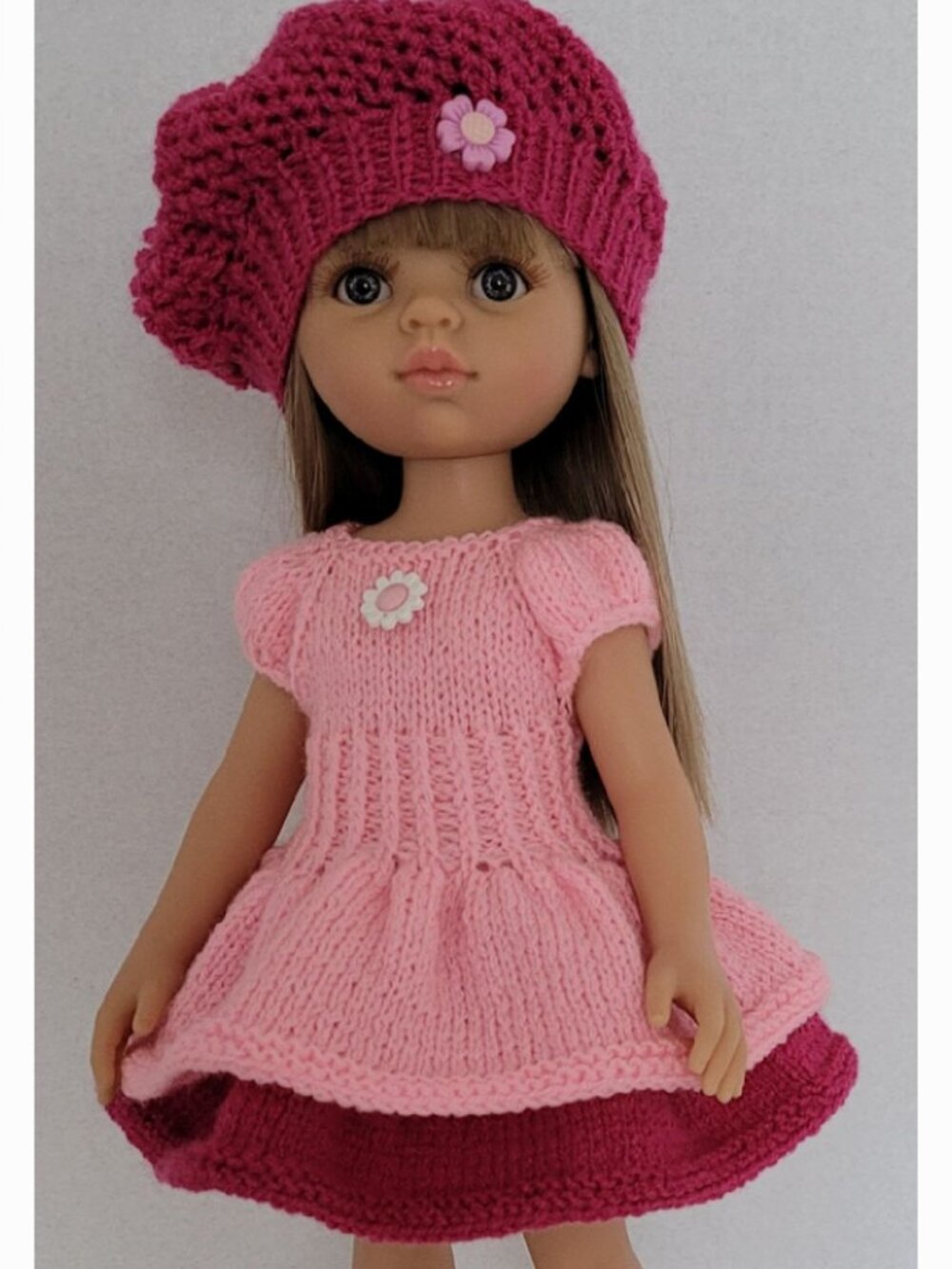 Handmade Knit Dress, Tam & Shoes For Paola Reina Las Amigas, & Other 13" Dolls